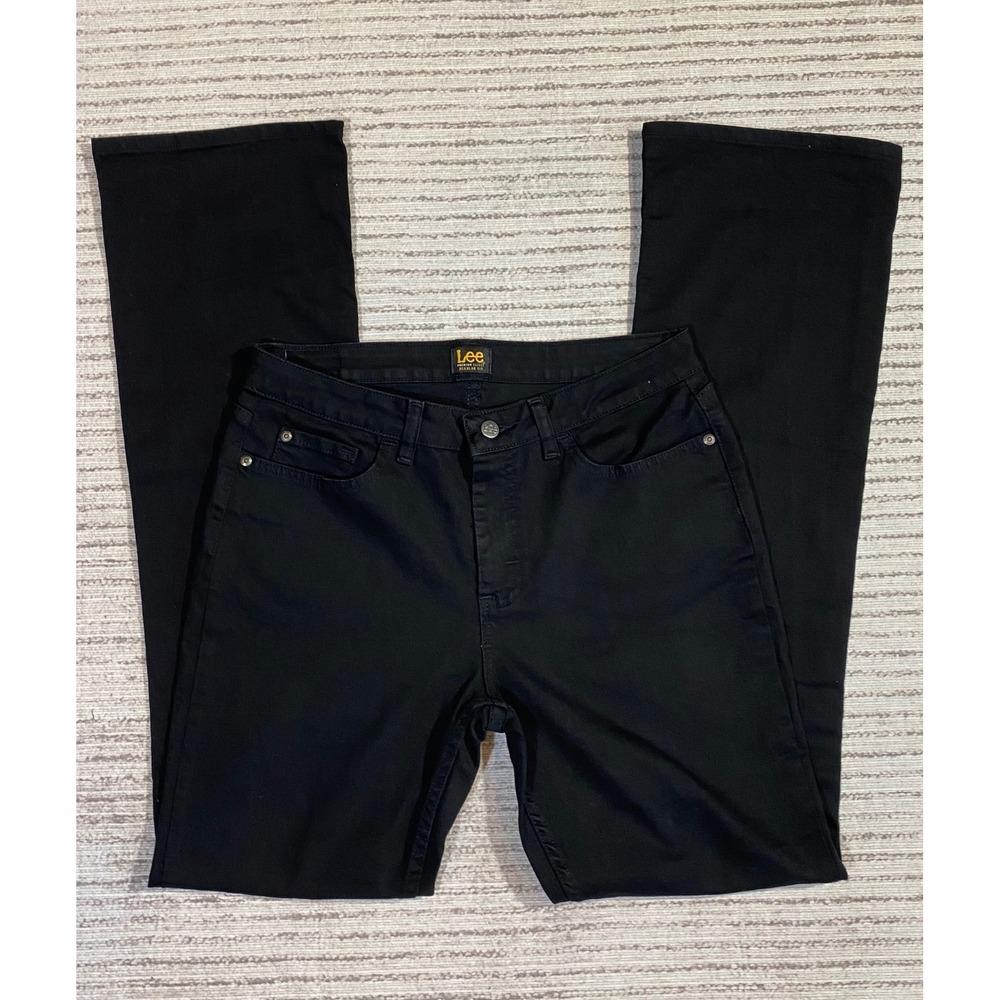 Lee Premium Select Regular Fit Black Flare Leg Jeans Size 10 L Stretch Denim